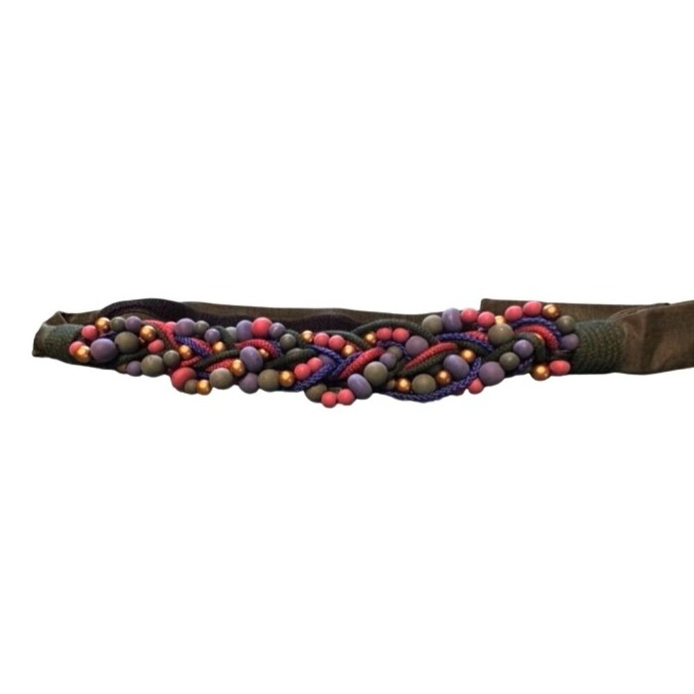 Carolyn Tanner Designs Multicolor Beaded Braided Elastic Belt